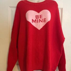 Vince Camuto Red and Pink Heart Sweater